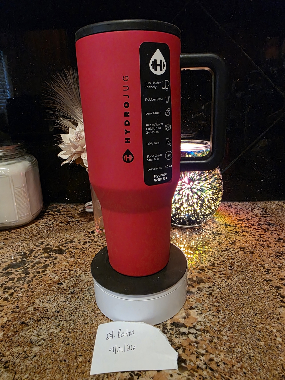 HydroJug Maverick Red Insulated Travel Mug with Handle